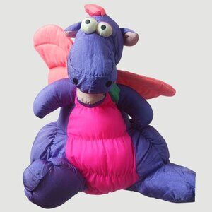 Playful pals Vtg Dragon Rare 80's Plush Toy With Wings Purple & pink
